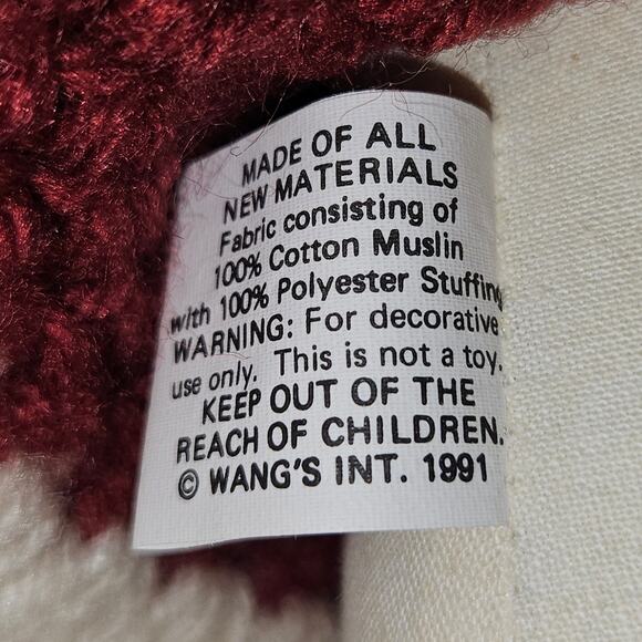 Wang’s International 1991 Porcelain Doll in Handmade Red & Cream Crochet Dress - Picture 8 of 8